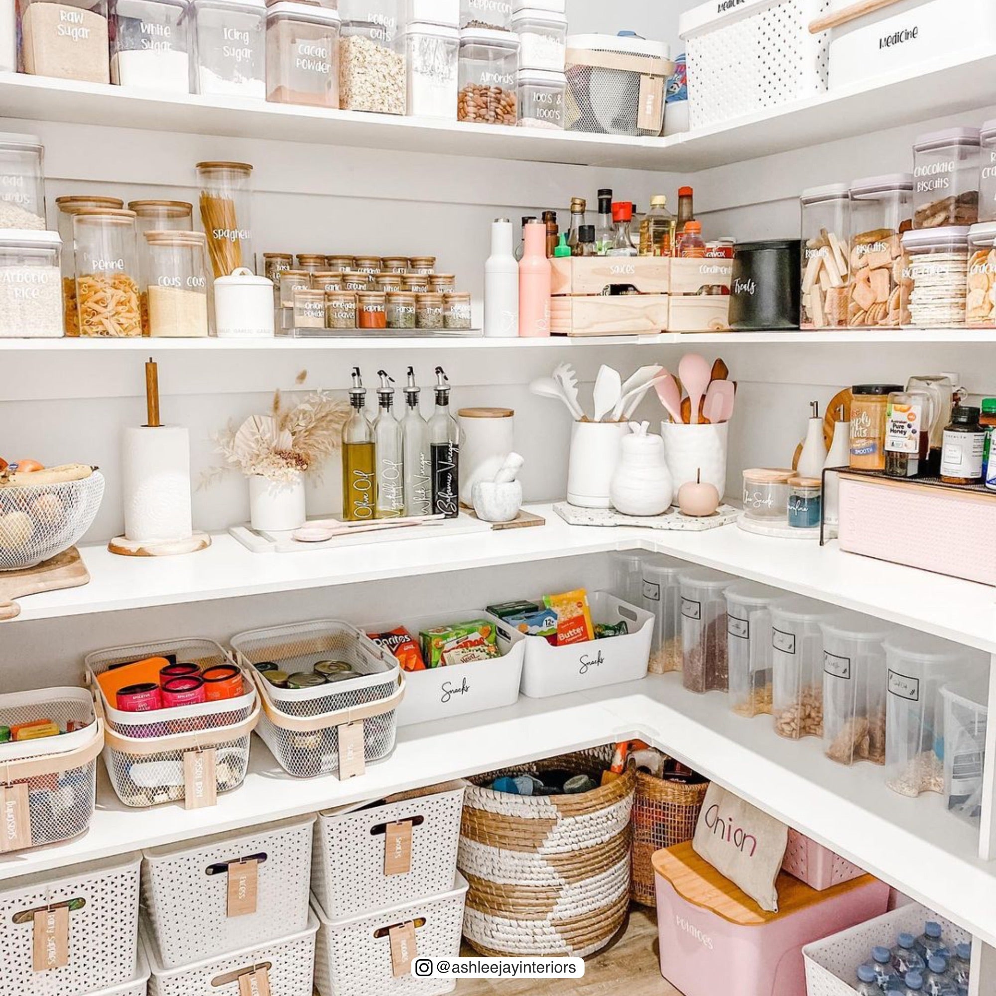 Organised pantry using containers